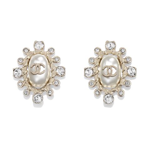 chanel earrings metal strass and resin|Stud earrings .